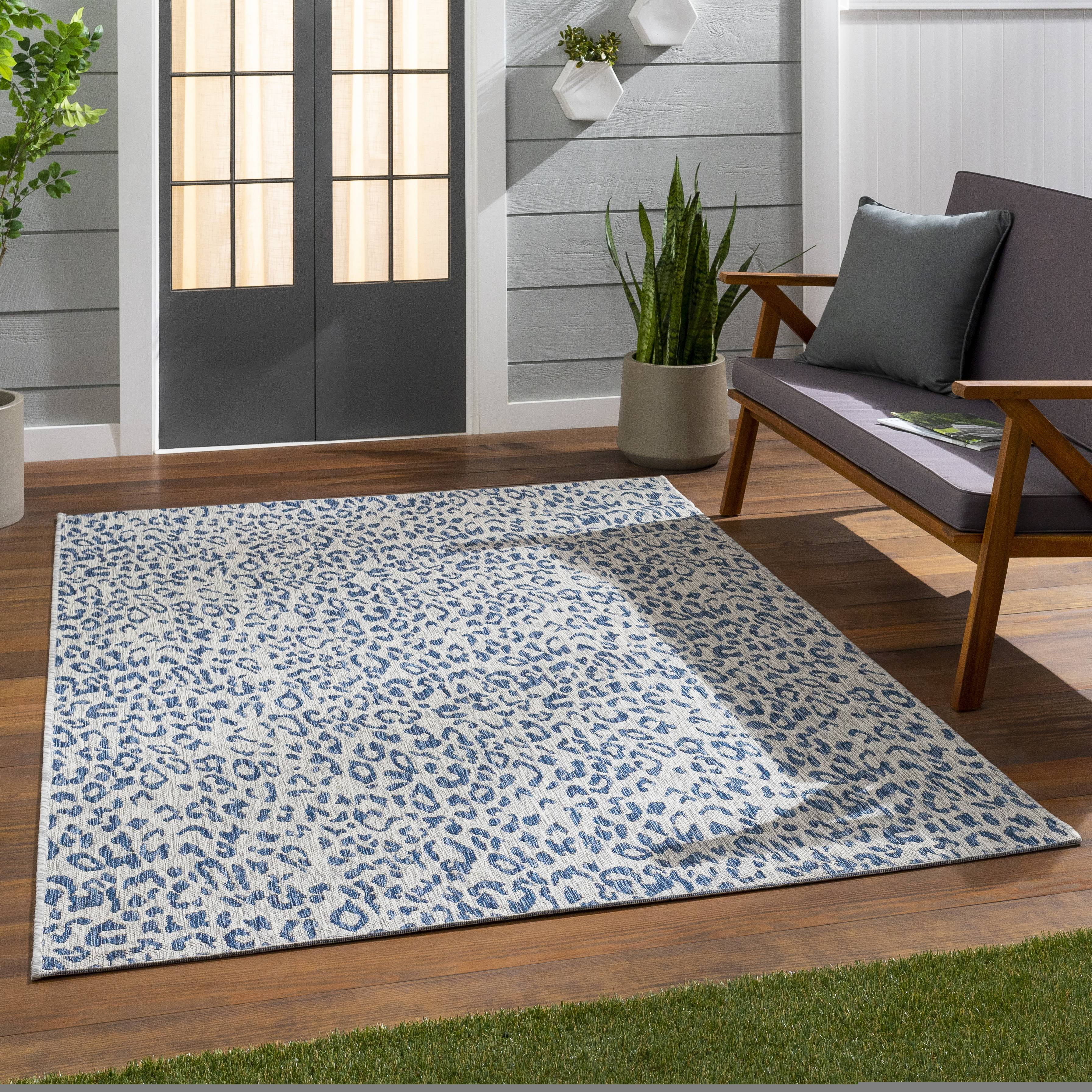 Alem Navy Blue Synthetic Fur Rectangular Area Rug