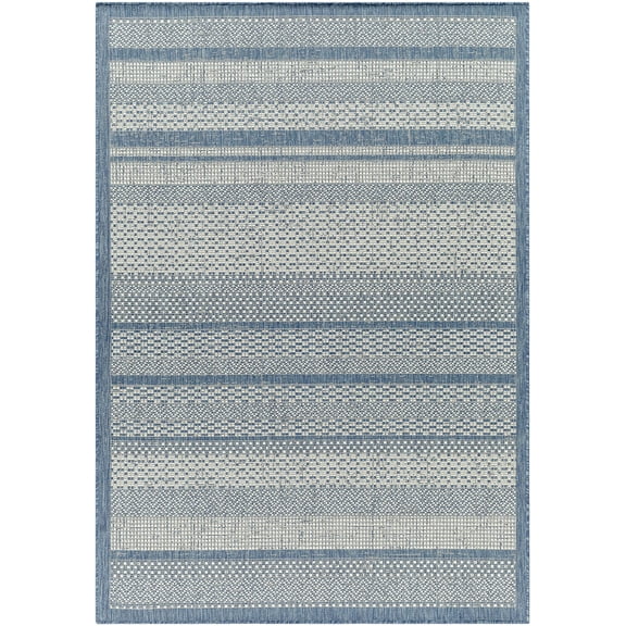 Mark&Day Outdoor Rugs, 2x3 Marnae Modern Indoor/Outdoor Navy/Cream Area Rug, Non Shedding Blue Beige Ivory Carpet for Patio, Porch, Deck, Bedroom, Living Room or Kitchen (2' x 3')