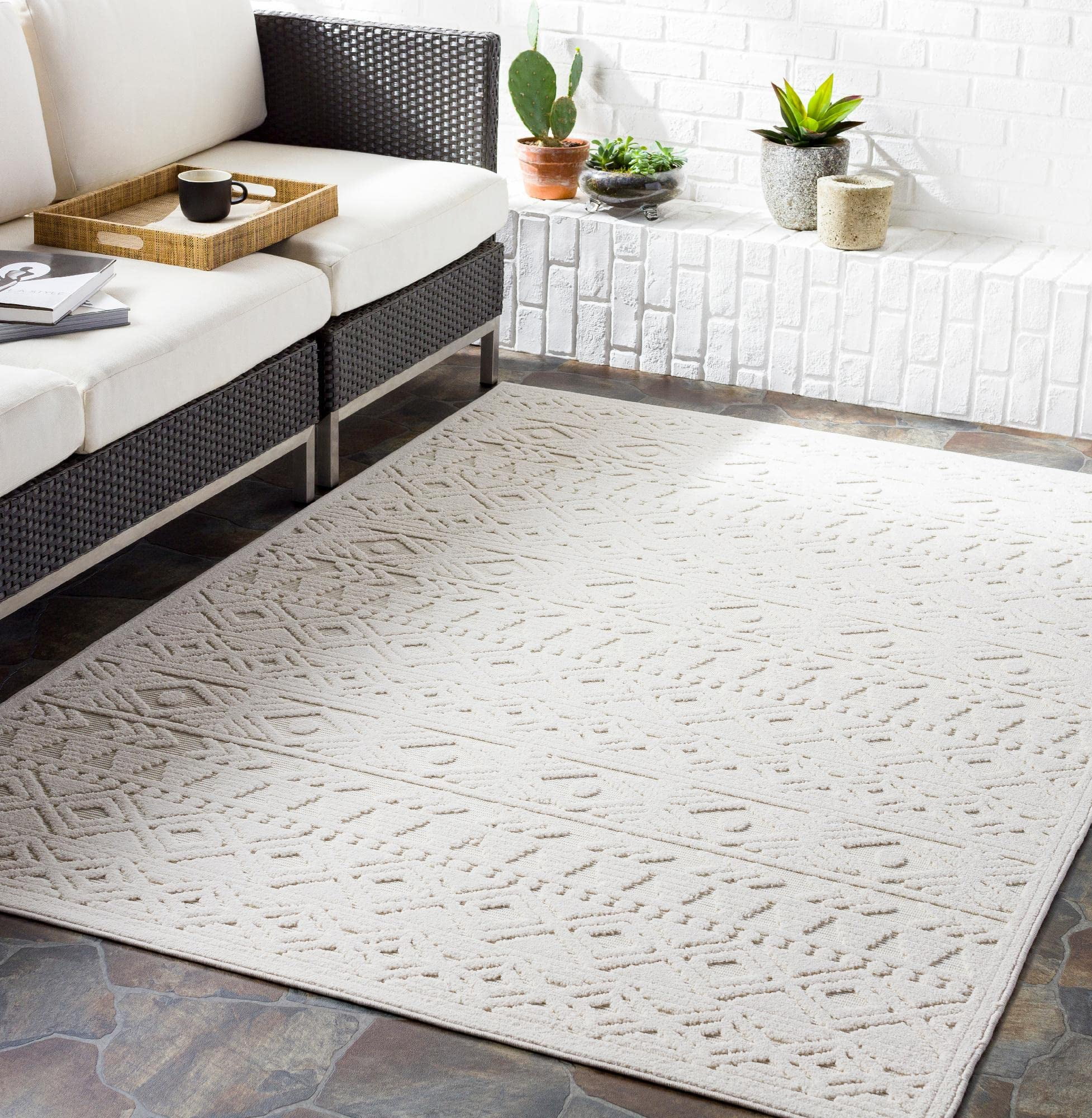 Mark&Day Outdoor Area Rugs, 2x3 Veldwijk Global Indoor/Outdoor Cream ...