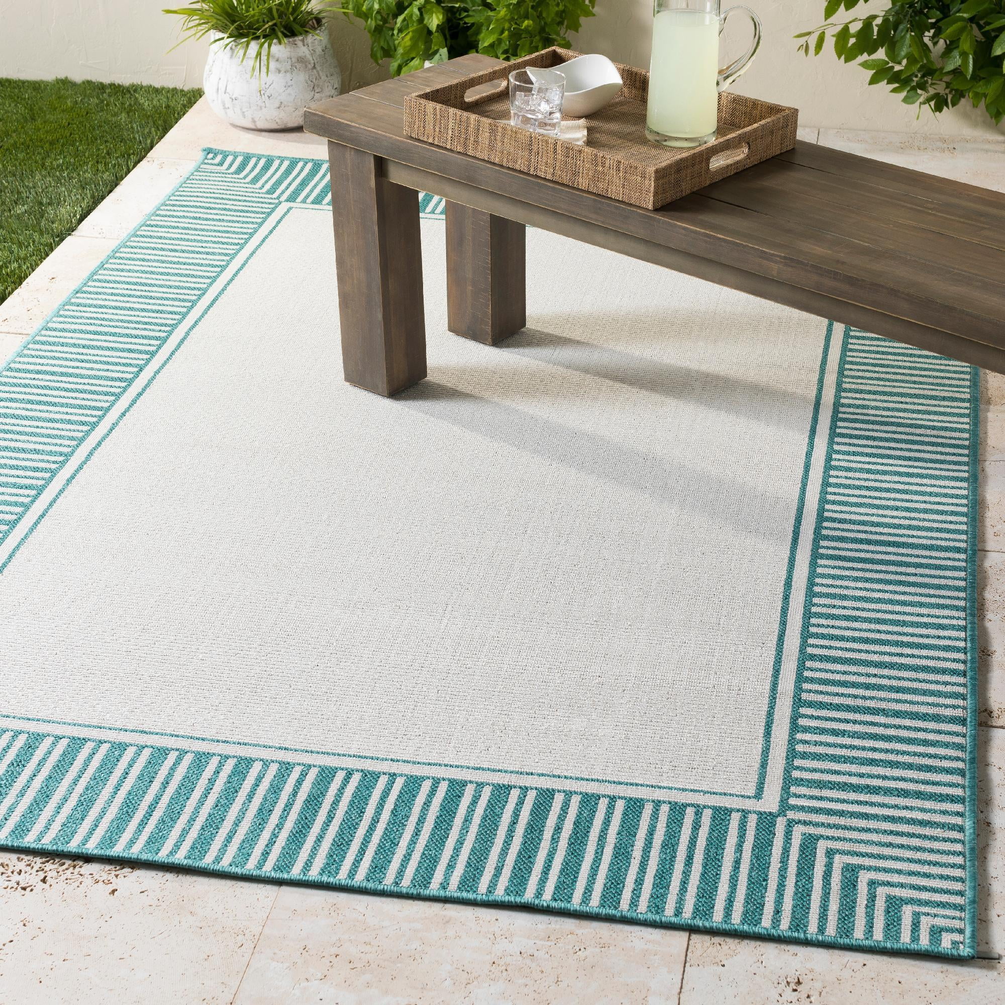 Mark&Day Outdoor Area Rugs, 2x4 Balgonie Cottage Indoor/Outdoor Teal ...