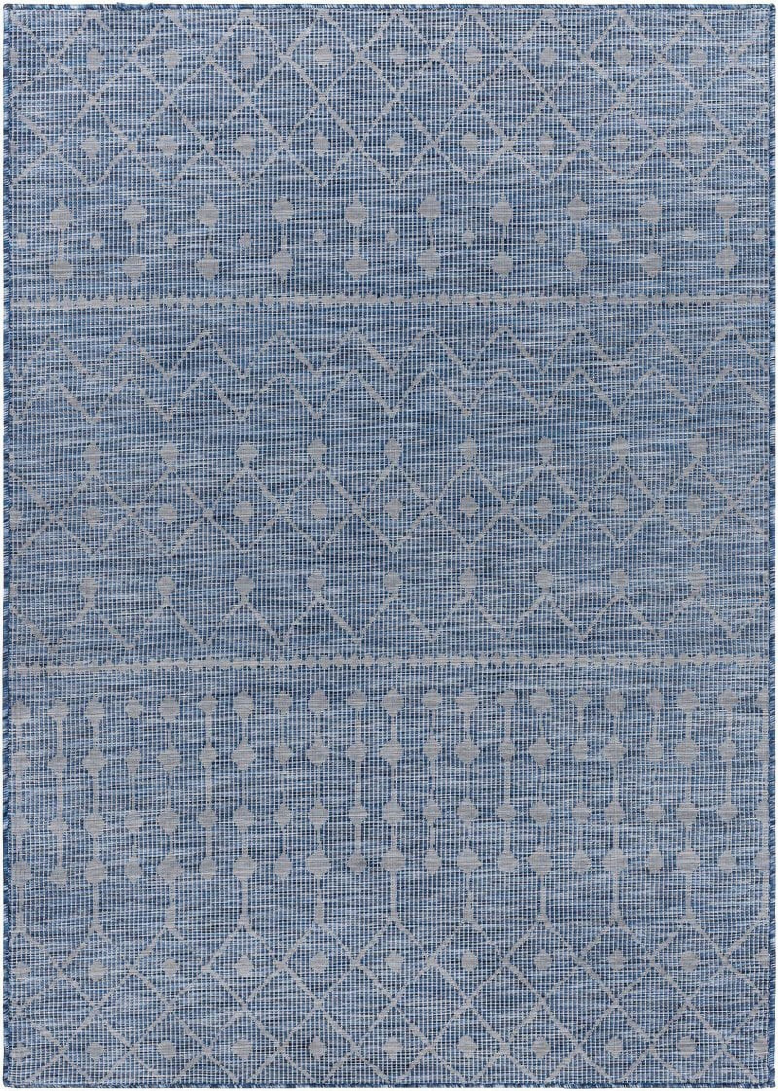 Cruquius Navy Blue Moroccan Trellis Polypropylene Area Rug 2'6" x 4'