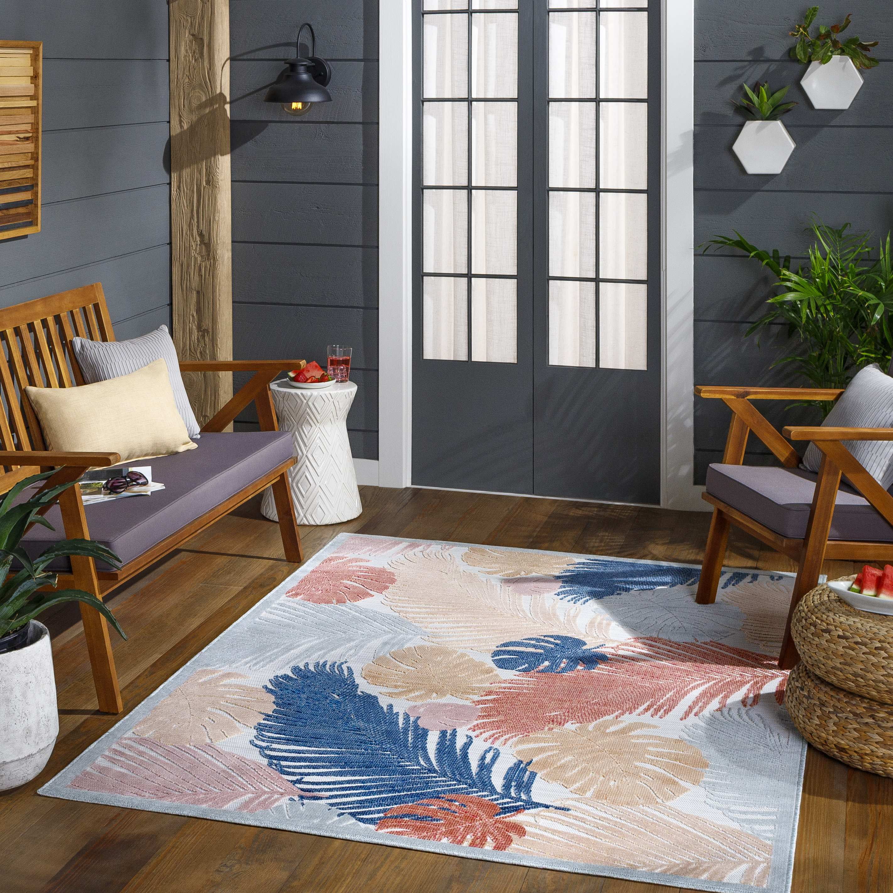 Mark&Day Outdoor Area Rugs, 2x4 Esbon Coastal Indoor/Outdoor Orange ...
