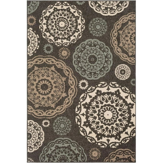 Mark&Day Outdoor Rugs, 2x4 Ethan Cottage Indoor/Outdoor Black Area Rug, Non Shedding Black Beige Carpet for Patio, Porch, Deck, Bedroom, Living Room or Kitchen (2'5" x 4'5")