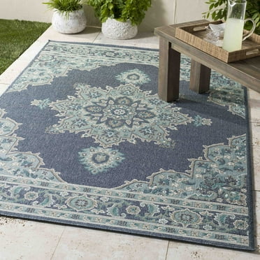 Mark&Day Outdoor Area Rugs, 2x4 Lyla Traditional Indoor/Outdoor Charcoal Area Rug (2'5" x 4'5")