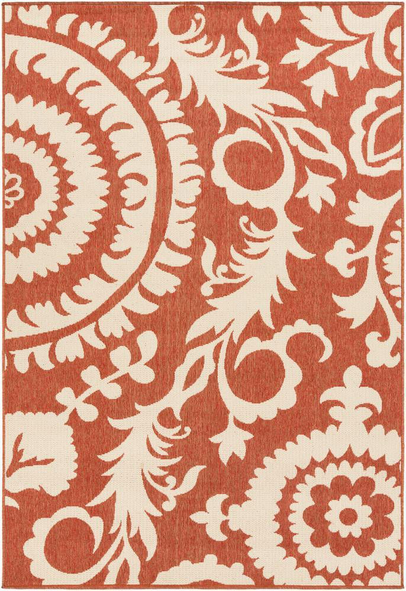 Nancy 2'5" x 4'5" Red and Cream Wool Medallion Rug