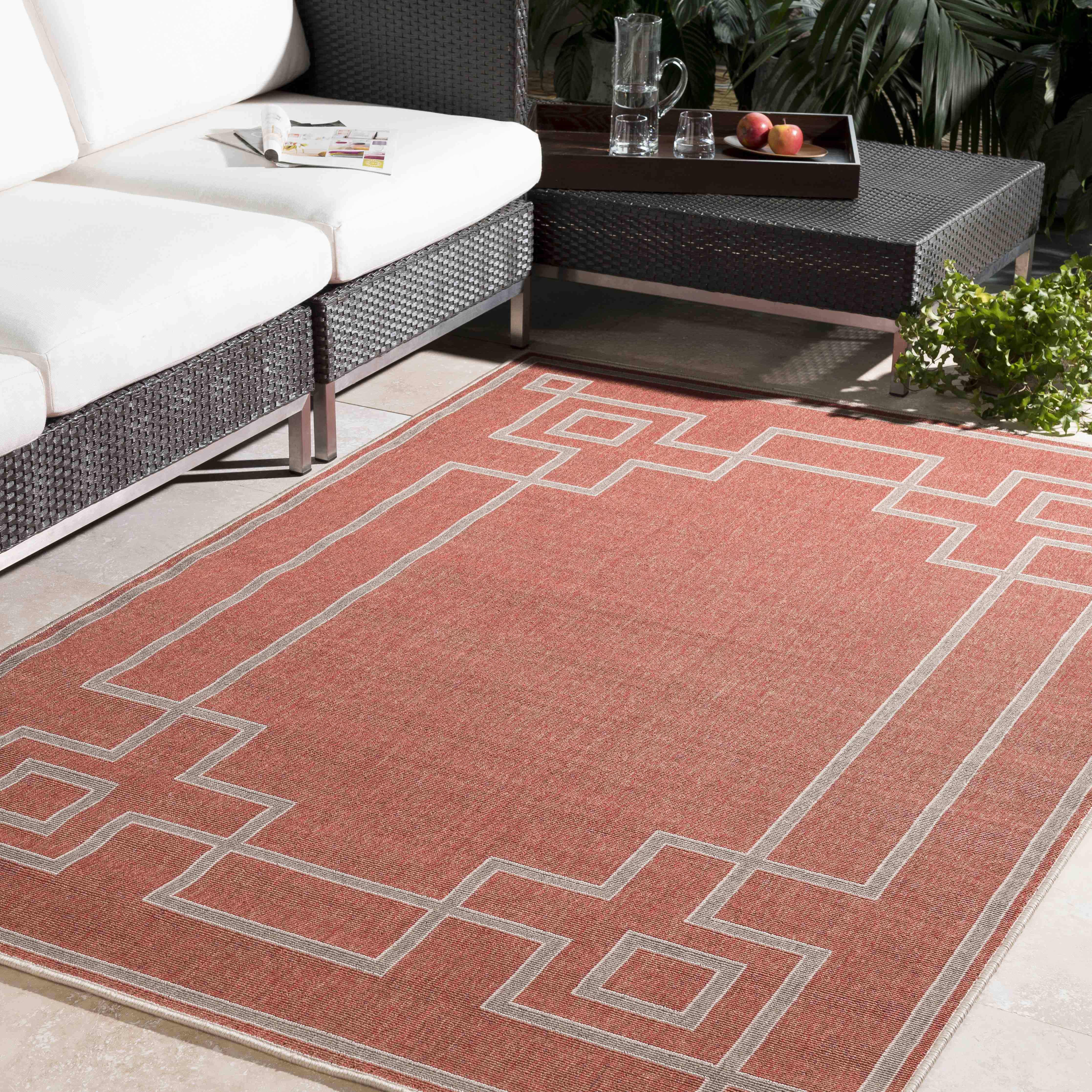 Rust Rectangular Wool Indoor/Outdoor Area Rug