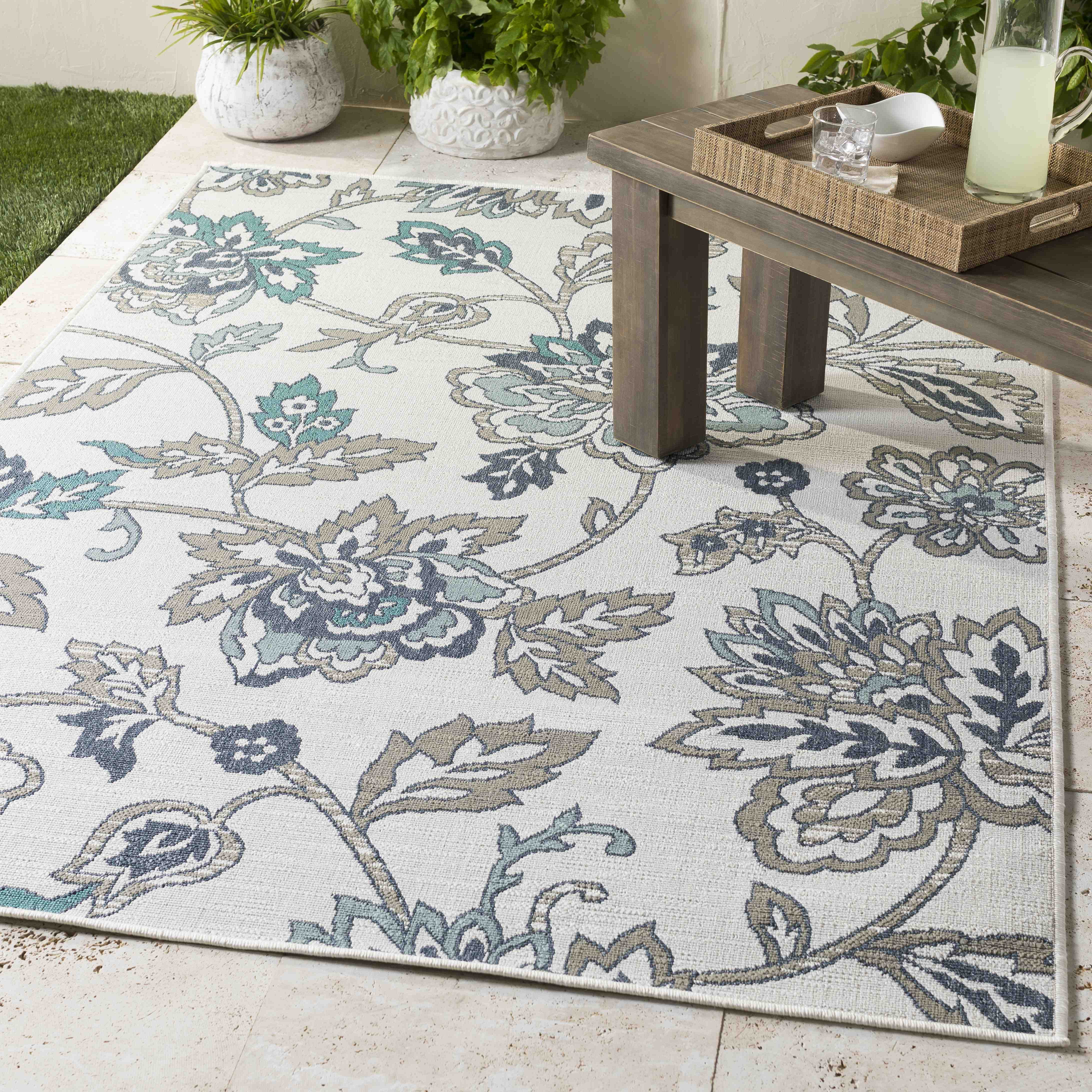 Mark&Day Outdoor Rugs, 2x4 Selma Cottage Indoor/Outdoor Aqua Area Rug ...