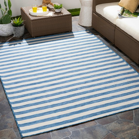 Mark&Day Outdoor Area Rugs, 2x5 Alize Cottage Indoor/Outdoor Blue Area Rug (2'7" x 4'11")