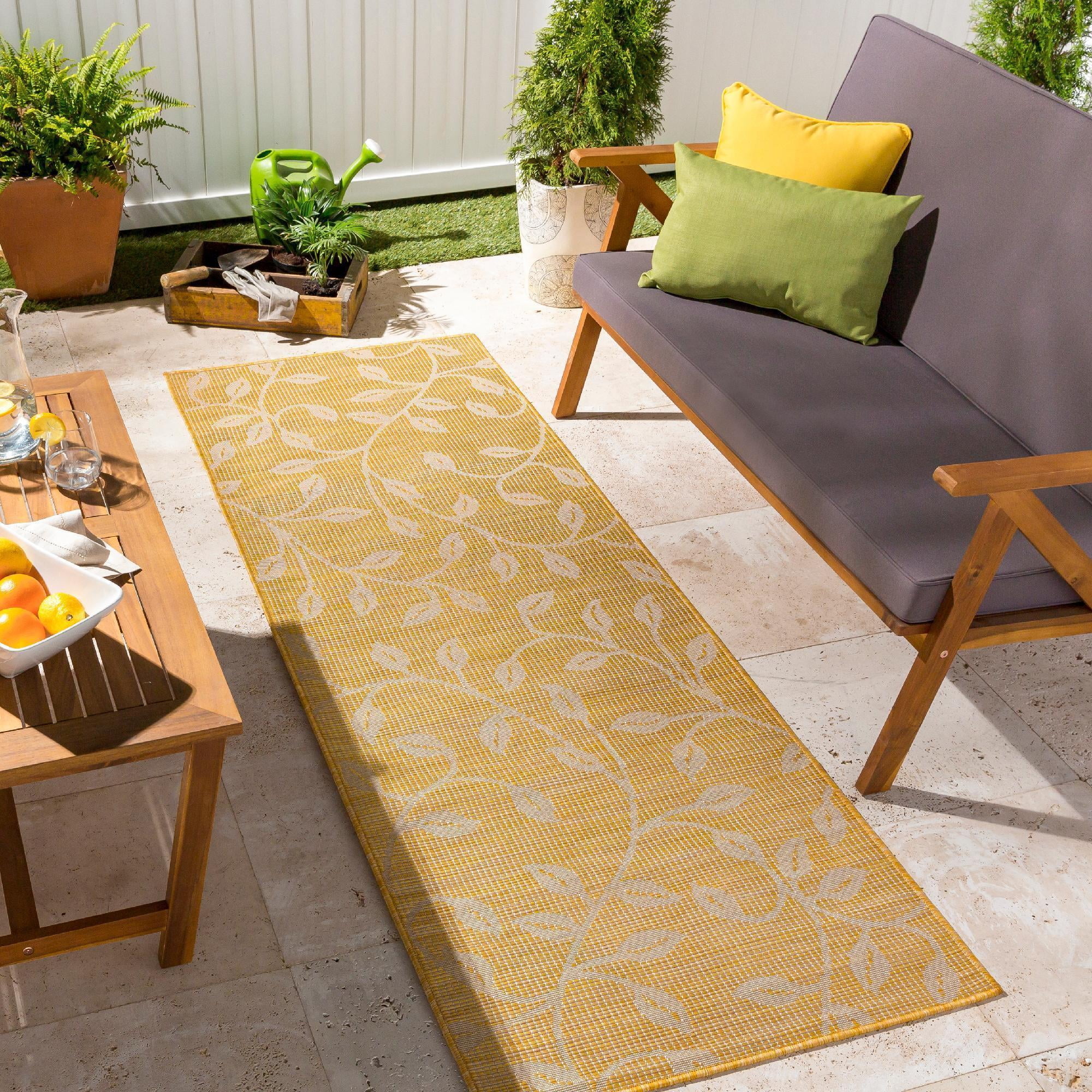 Broekhorn Bright Yellow Synthetic Indoor/Outdoor Area Rug 2'6" x 7'3"
