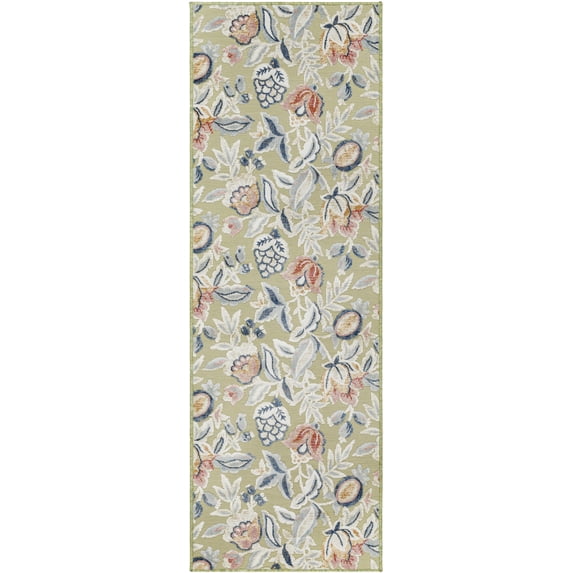 Mark&Day Outdoor Area Rugs, 2x7 Damar Cottage Indoor/Outdoor Olive Runner Area Rug (2'7" x 7'3")