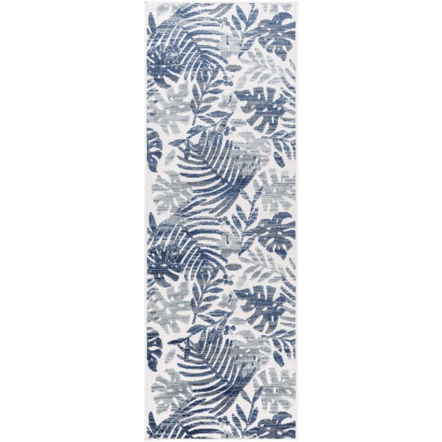 Mark&Day Outdoor Area Rugs, 2x7 Delia Coastal Indoor/Outdoor Dark Blue ...