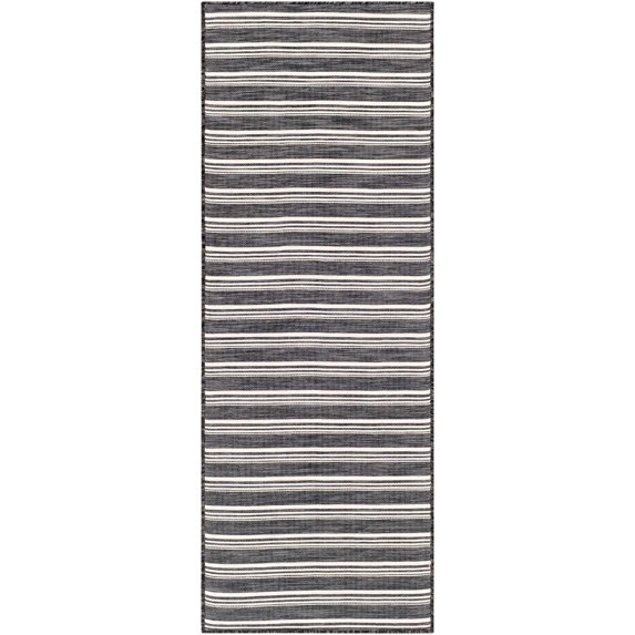 Mark&Day Outdoor Rugs, 3x7 Papenbeek Cottage Indoor/Outdoor Charcoal Runner Area Rug, Non Shedding Brown White Carpet for Patio, Porch, Deck, Bedroom, Living Room or Kitchen (2'7" x 7'3" Runner)