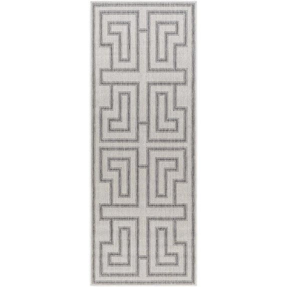 Mark&Day Outdoor Rugs, 3x7 Sylvia Global Indoor/Outdoor Ivory/Dark Gray Runner Area Rug, Non Shedding Ivory Grey Carpet for Patio, Porch, Deck, Bedroom, Living Room or Kitchen (2'7" x 7'3" Runner)