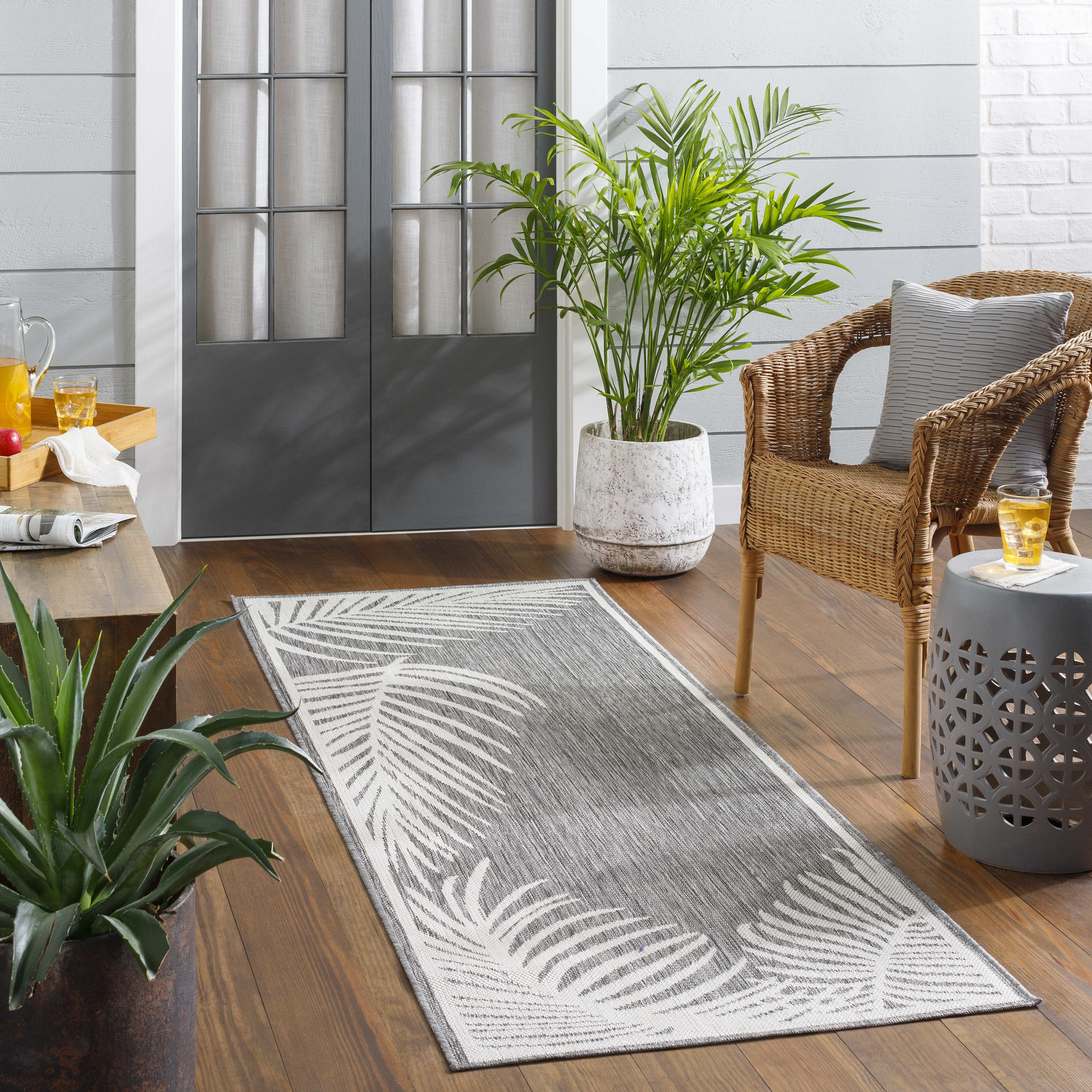 Mark&Day Outdoor Rugs, 3x7 Tescott Coastal Indoor/Outdoor Dark Gray ...