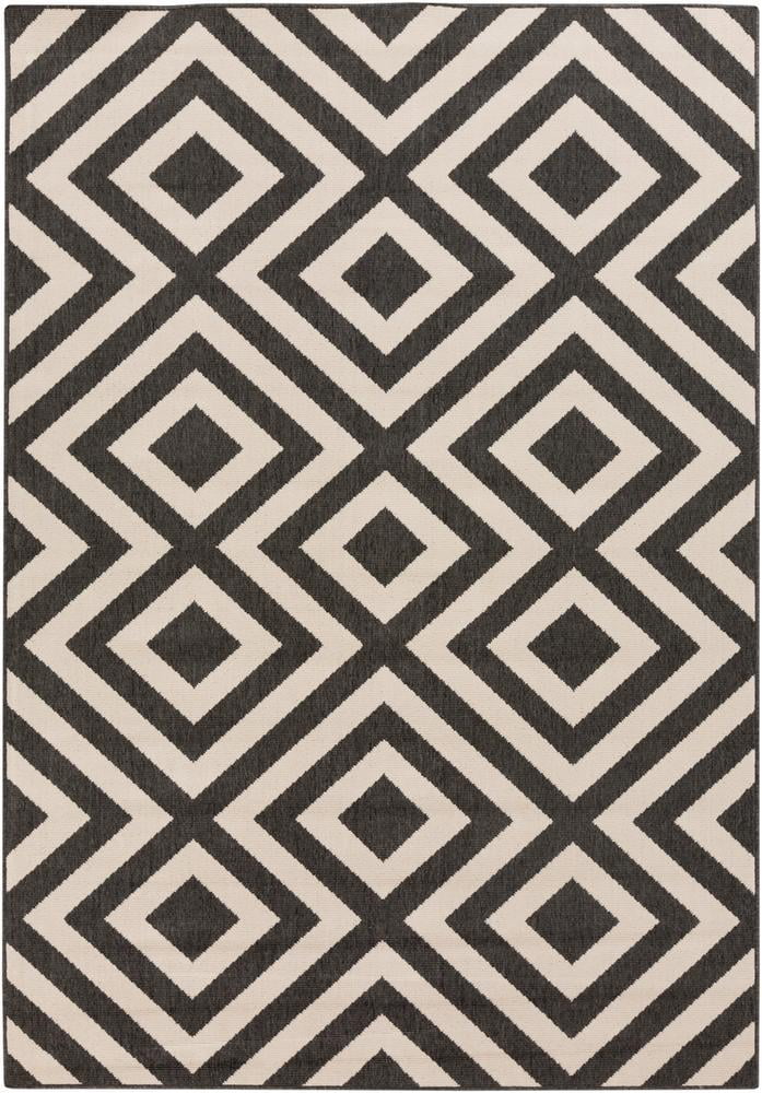 Maya Black and Off-White Geometric Wool Area Rug