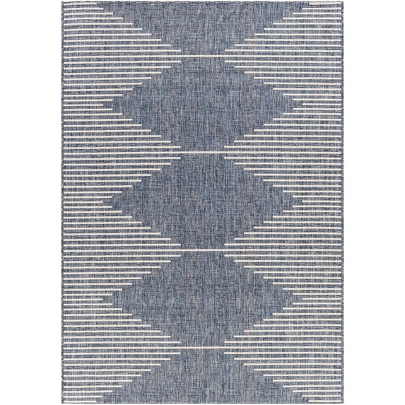 Mark&Day Outdoor Rugs, 4x6 Okswerd Global Indoor/Outdoor Bright Blue Area Rug, Non Shedding Blue White Carpet for Patio, Porch, Deck, Bedroom, Living Room or Kitchen (4'3" x 5'11")