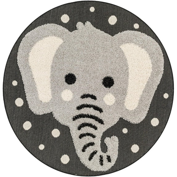 Mark&Day Outdoor Rugs, 5ft Round Hazel Green Modern Indoor/Outdoor Beige Area Rug, Non Shedding Grey Beige Carpet for Patio, Porch, Deck, Bedroom, Living Room or Kitchen (5'3" Round)