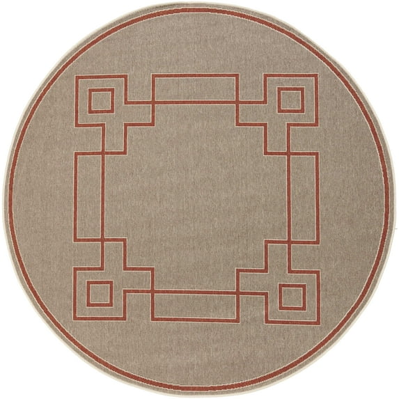 Mark&Day Outdoor Area Rugs, 5ft Round Natalie Cottage Indoor/Outdoor Camel Area Rug (5'3" Round)
