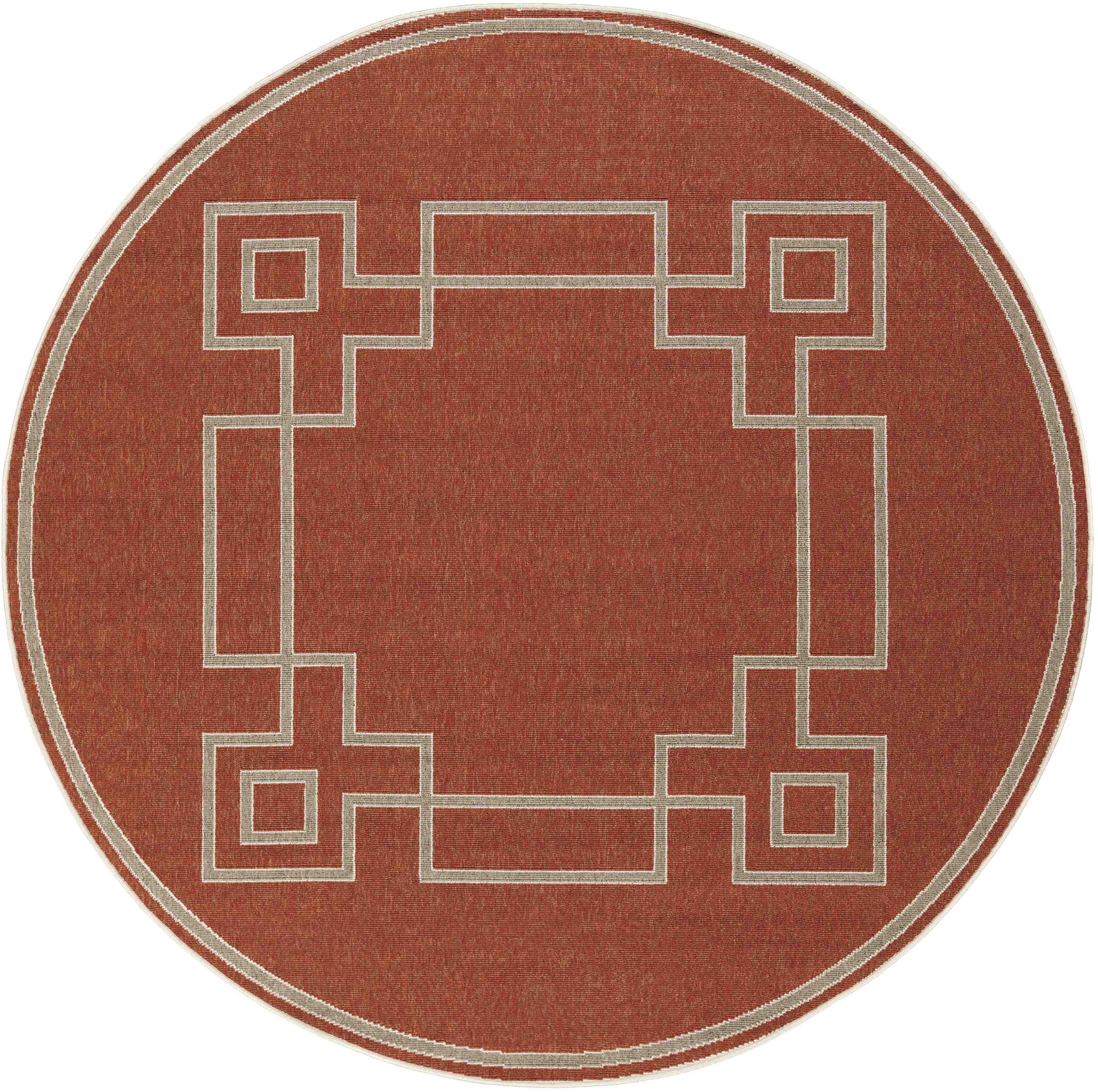 Natalie 5'3" Round Rust Wool Geometric Area Rug