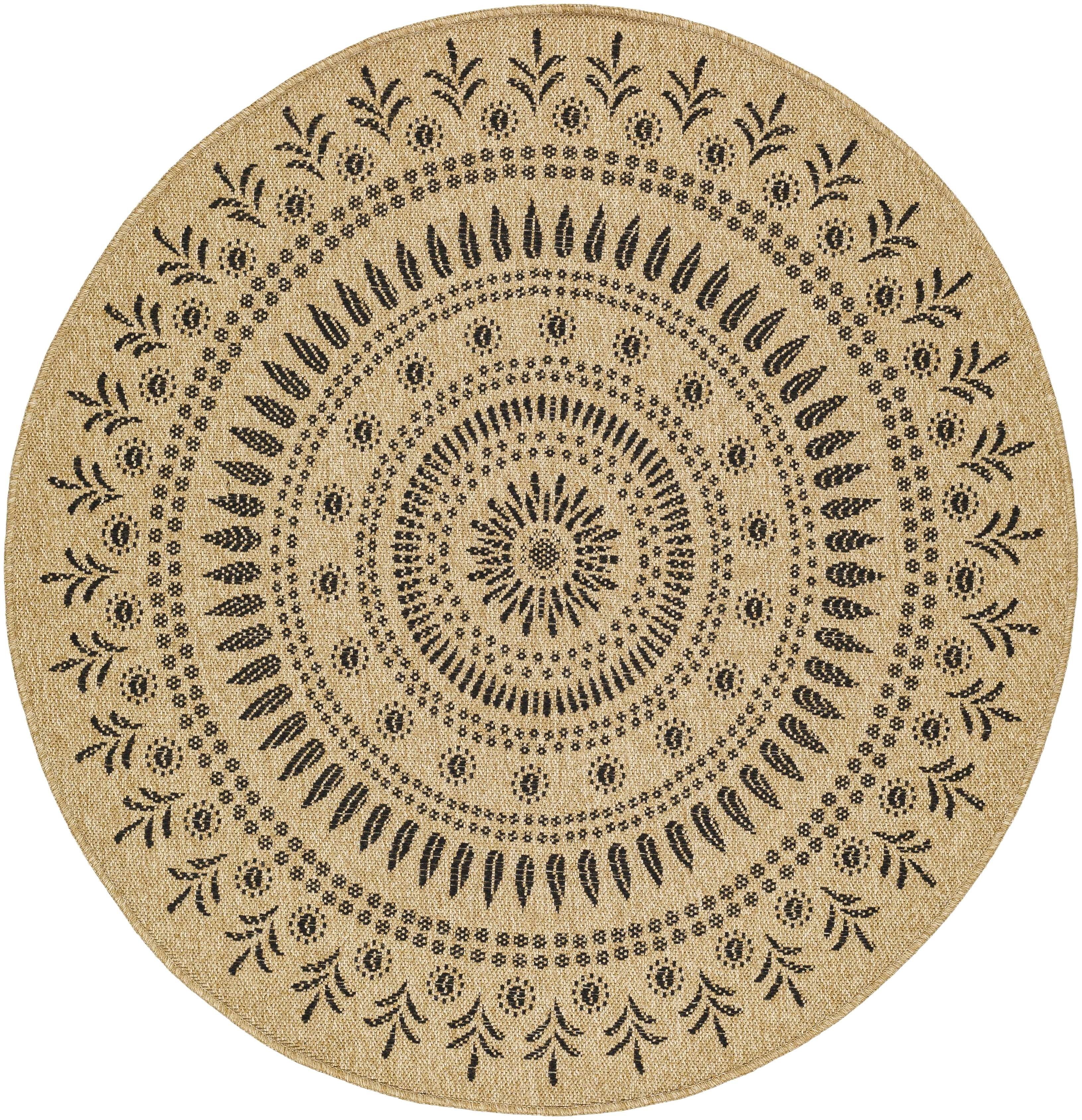 Cottage Rug Round Mark&Day Outdoor Area Rugs, 5ft Round Niya Cottage Indoor/Outdoor Beige ...
