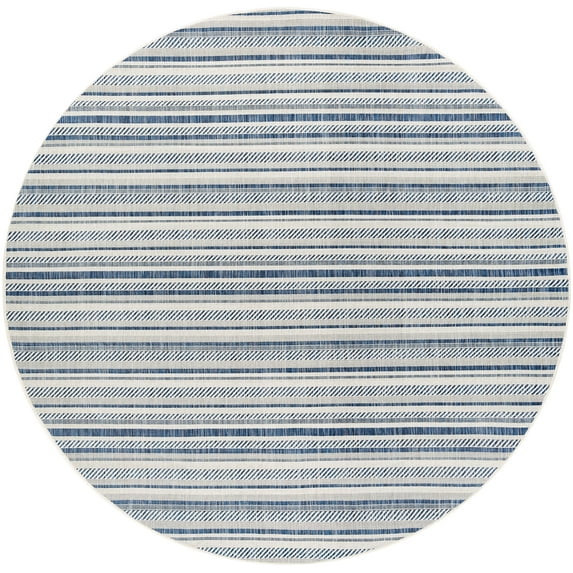 Mark&Day Outdoor Rugs, 5ft Round PAU Global Indoor/Outdoor Denim Area Rug, Non Shedding Blue Grey Carpet for Patio, Porch, Deck, Bedroom, Living Room or Kitchen (5'3" Round)