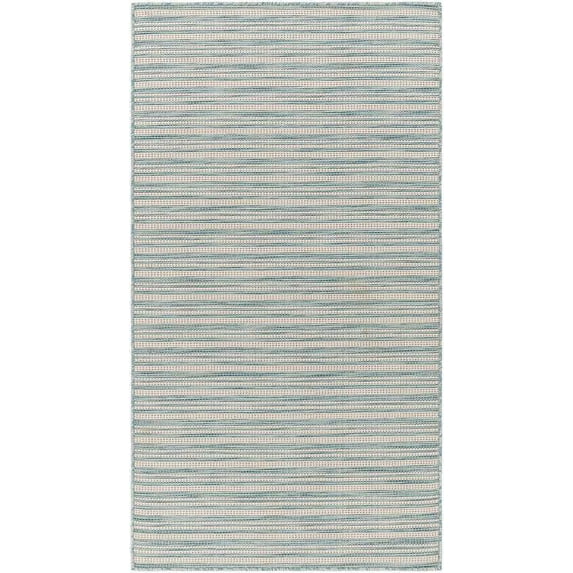 Mark&Day Outdoor Rugs, 5x7 Acheri Modern Indoor/Outdoor Teal Area Rug, Non Shedding Blue Beige Carpet for Patio, Porch, Deck, Bedroom, Living Room or Kitchen (5'1" x 7')