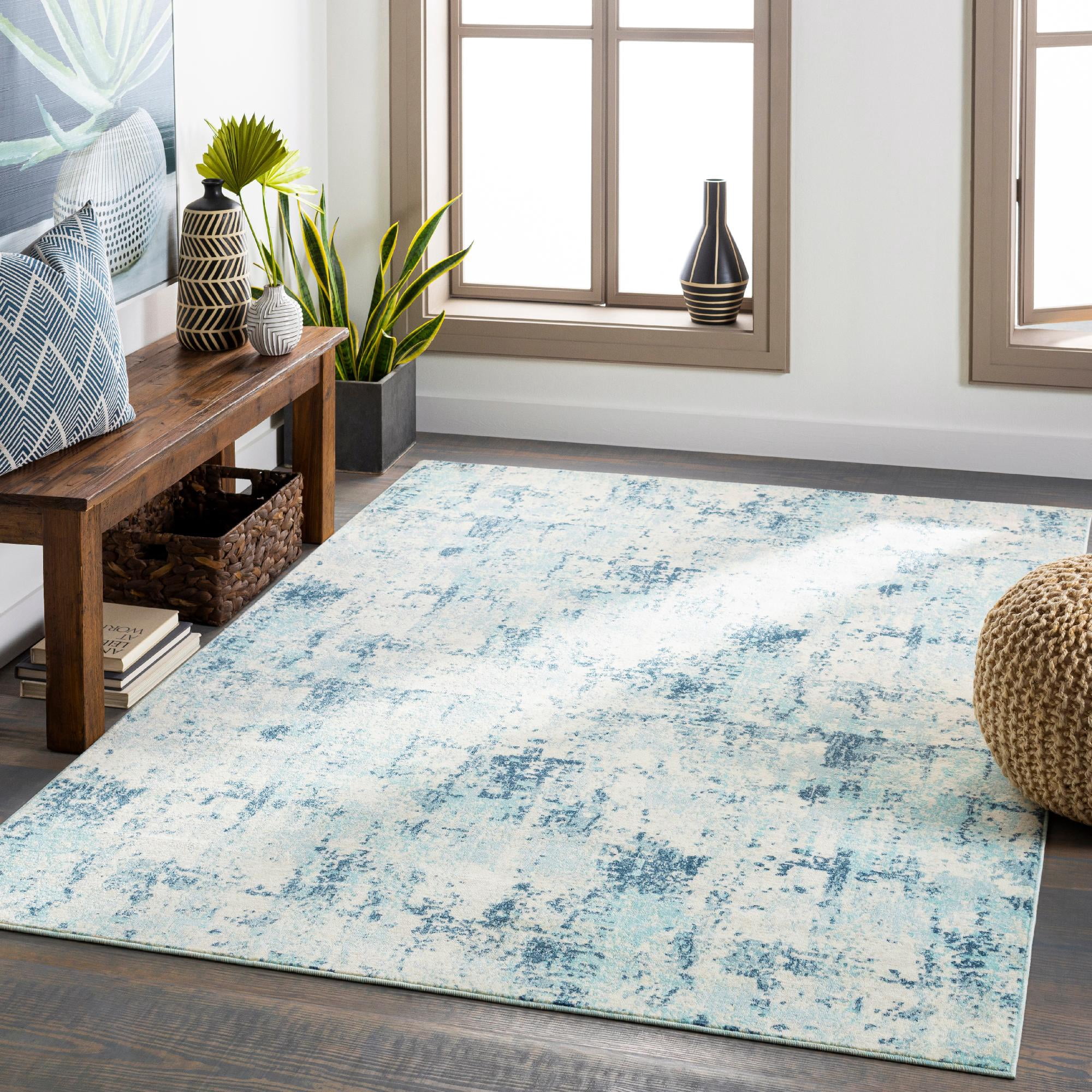 Mark&Day Outdoor Area Rugs, 5x7 Bakhuizen Modern Indoor/Outdoor Aqua ...