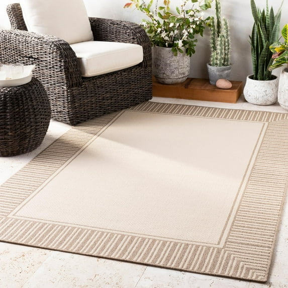 Mark&Day Outdoor Area Rugs, 5x7 Balgonie Cottage Indoor/Outdoor Cream Area Rug (5'3" x 7'7")
