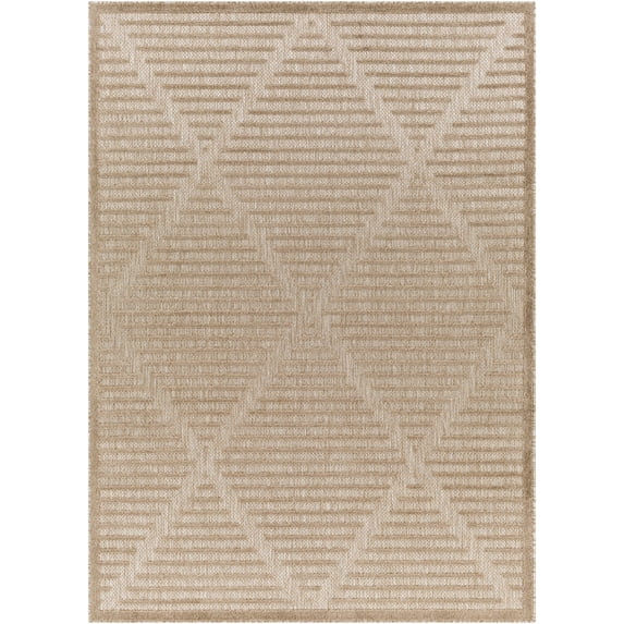 Mark&Day Outdoor Rugs, 5x7 Calvert Modern Indoor/Outdoor Brown Area Rug, Non Shedding Brown Beige Carpet for Patio, Porch, Deck, Bedroom, Living Room or Kitchen (5'3" x 7')