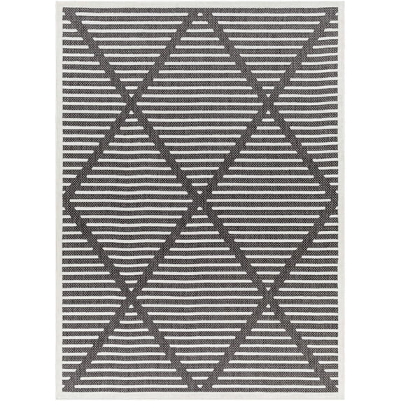 Mark&Day Outdoor Rugs, 5x7 Calvert Modern Indoor/Outdoor Charcoal Area Rug, Non Shedding Grey Beige Carpet for Patio, Porch, Deck, Bedroom, Living Room or Kitchen (5'3" x 7')