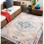 Mark&Day Outdoor Area Rugs, 8x8 Zoelen Global Indoor/Outdoor Navy ...