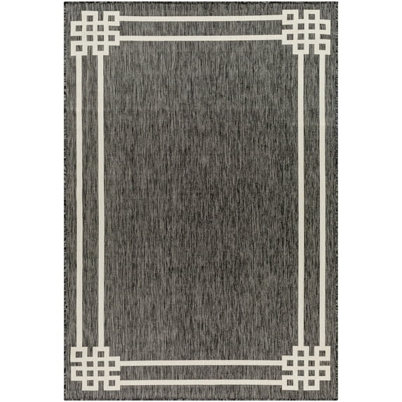 Mark&Day Outdoor Rugs, 5x7 Davinia Modern Indoor/Outdoor Black/Ivory Area Rug, Non Shedding Black Ivory Carpet for Patio, Porch, Deck, Bedroom, Living Room or Kitchen (5'3" x 7')
