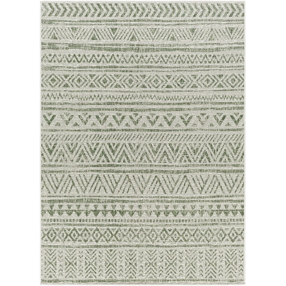 Mark&Day Outdoor Rugs, 5x7 Goff Global Indoor/Outdoor Moss Green Area Rug, Non Shedding Green Carpet for Patio, Porch, Deck, Bedroom, Living Room or Kitchen (5'3" x 7'7")