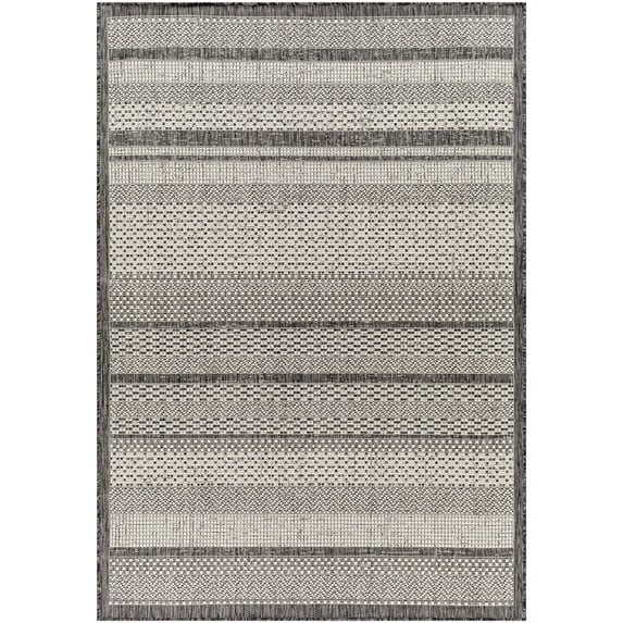 Mark&Day Outdoor Rugs, 5x7 Marnae Modern Indoor/Outdoor Black/Cream Area Rug, Non Shedding Black Beige Ivory Carpet for Patio, Porch, Deck, Bedroom, Living Room or Kitchen (5'3" x 7')