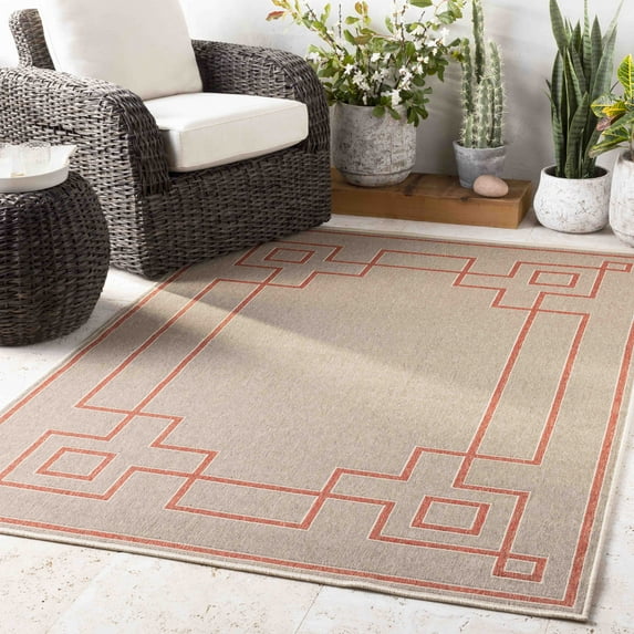Mark&Day Outdoor Area Rugs, 5x7 Natalie Cottage Indoor/Outdoor Camel Area Rug (5'3" x 7'7")