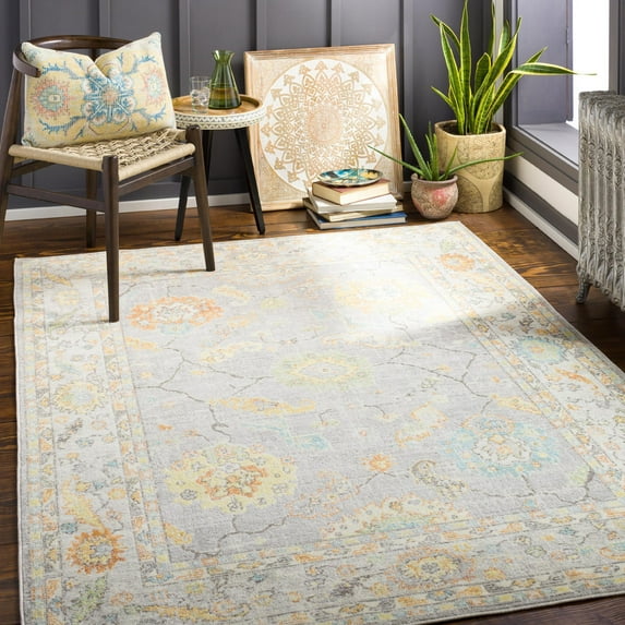 Mark&Day Outdoor Area Rugs, 5x7 Oak Park Traditional Indoor/Outdoor Sage Area Rug (5'3" x 7'3")
