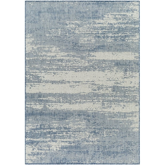 Mark&Day Outdoor Rugs, 5x7 Ravon Modern Abstract Marble Indoor/Outdoor Navy/Beige Area Rug, Non Shedding Blue Beige Carpet for Patio, Porch, Deck, Bedroom, Living Room or Kitchen (5'3" x 7')