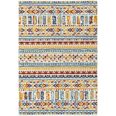 Mark&Day Outdoor Area Rugs, 5x7 Ross Global Indoor/Outdoor Aqua Area Rug (5'3" x 7'3")