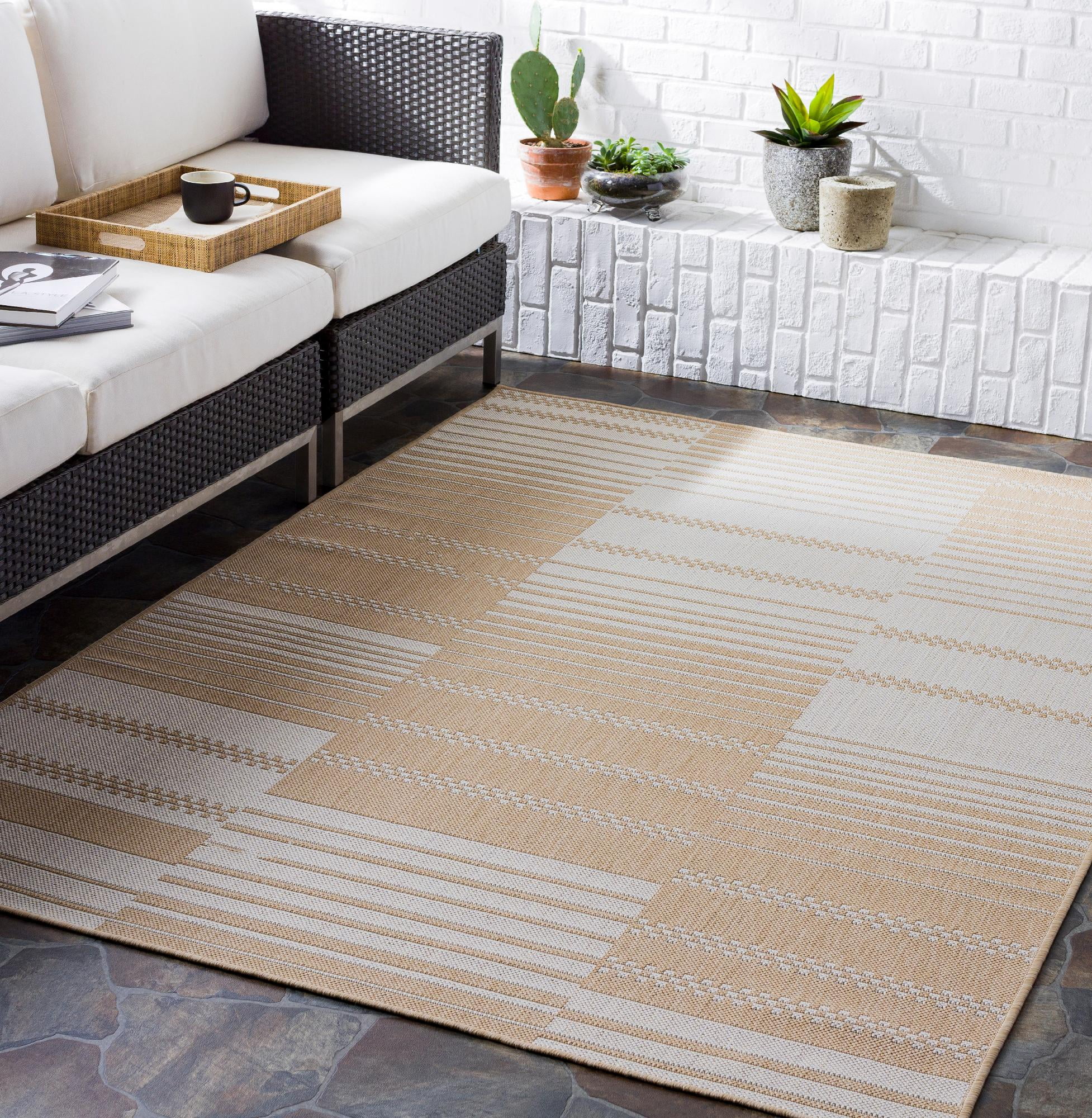 Mark&Day Outdoor Rugs, 5x7 Schaft Modern Indoor/Outdoor Wheat Area Rug ...