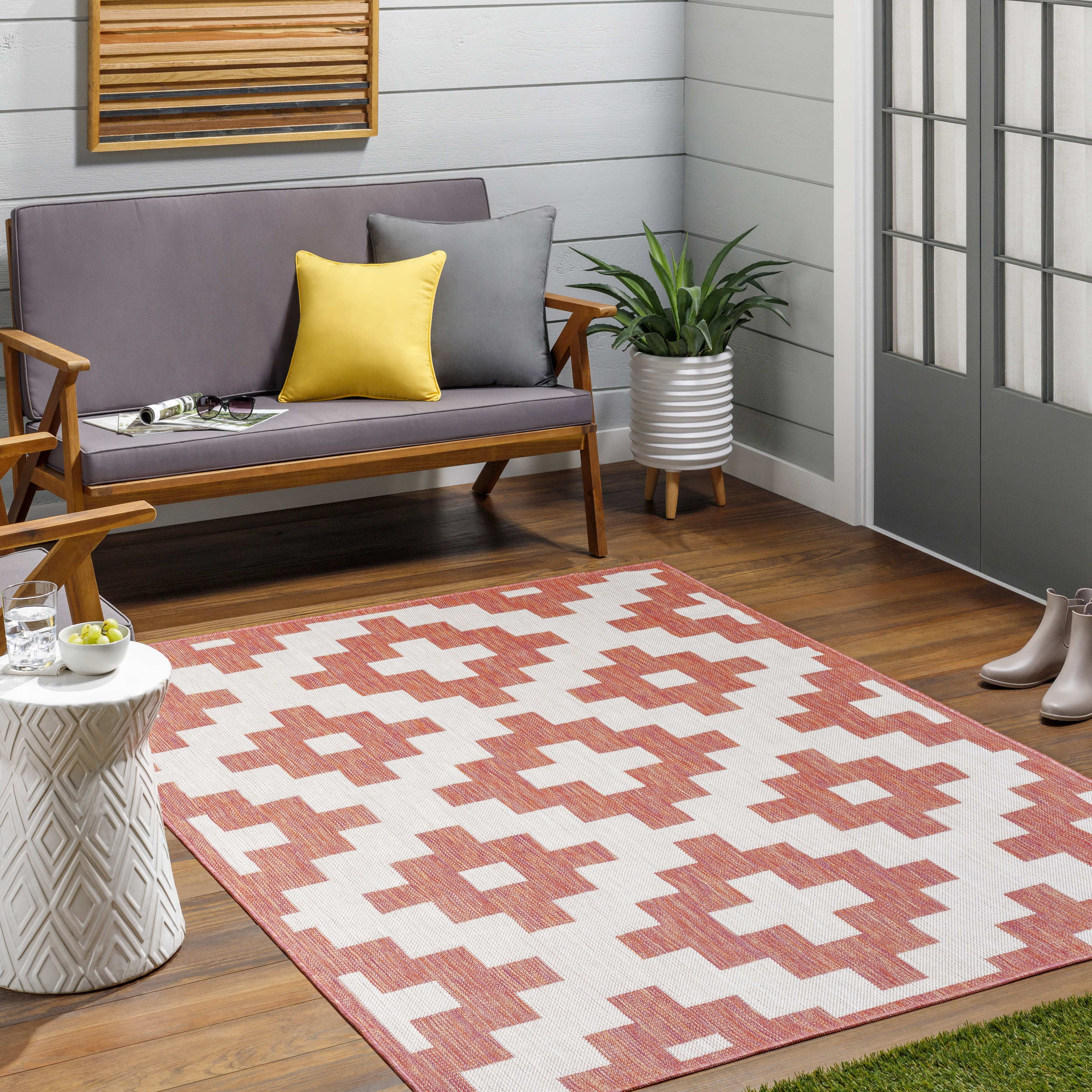 Spivey Global Dark Coral 5'3" x 7' Wool Area Rug