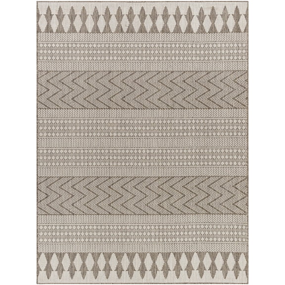Mark&Day Outdoor Rugs, 5x7 St George Global Indoor/Outdoor Dark Brown/Cream Area Rug, Non Shedding Brown Beige Carpet for Patio, Porch, Deck, Bedroom, Living Room or Kitchen (5'3" x 7')