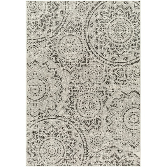 Mark&Day Outdoor Rugs, 5x7 Tiffine Cottage Indoor/Outdoor Black/Cream Area Rug, Non Shedding Black Beige Carpet for Patio, Porch, Deck, Bedroom, Living Room or Kitchen (5'3" x 7')