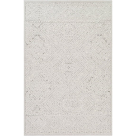 Mark&Day Outdoor Rugs, 5x7 Weurt Global Indoor/Outdoor Cream Area Rug, Non Shedding White Blue Black Carpet for Patio, Porch, Deck, Bedroom, Living Room or Kitchen (5'3" x 7'3")