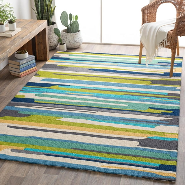 Mark&Day Outdoor Area Rugs, 5x8 Leader Modern Indoor/Outdoor Emerald ...