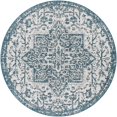 thumbnail image 1 of Mark&Day Outdoor Rugs, 7ft Round Appelscha Traditional Indoor/Outdoor Green Area Rug, Non Shedding Green Blue Carpet for Patio, Porch, Deck, Bedroom, Living Room or Kitchen (6'7" Round), 1 of 8