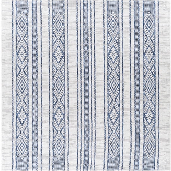 Mark&Day Outdoor Rugs, 7x7 Aerdt Global Indoor/Outdoor Pale Blue Square ...