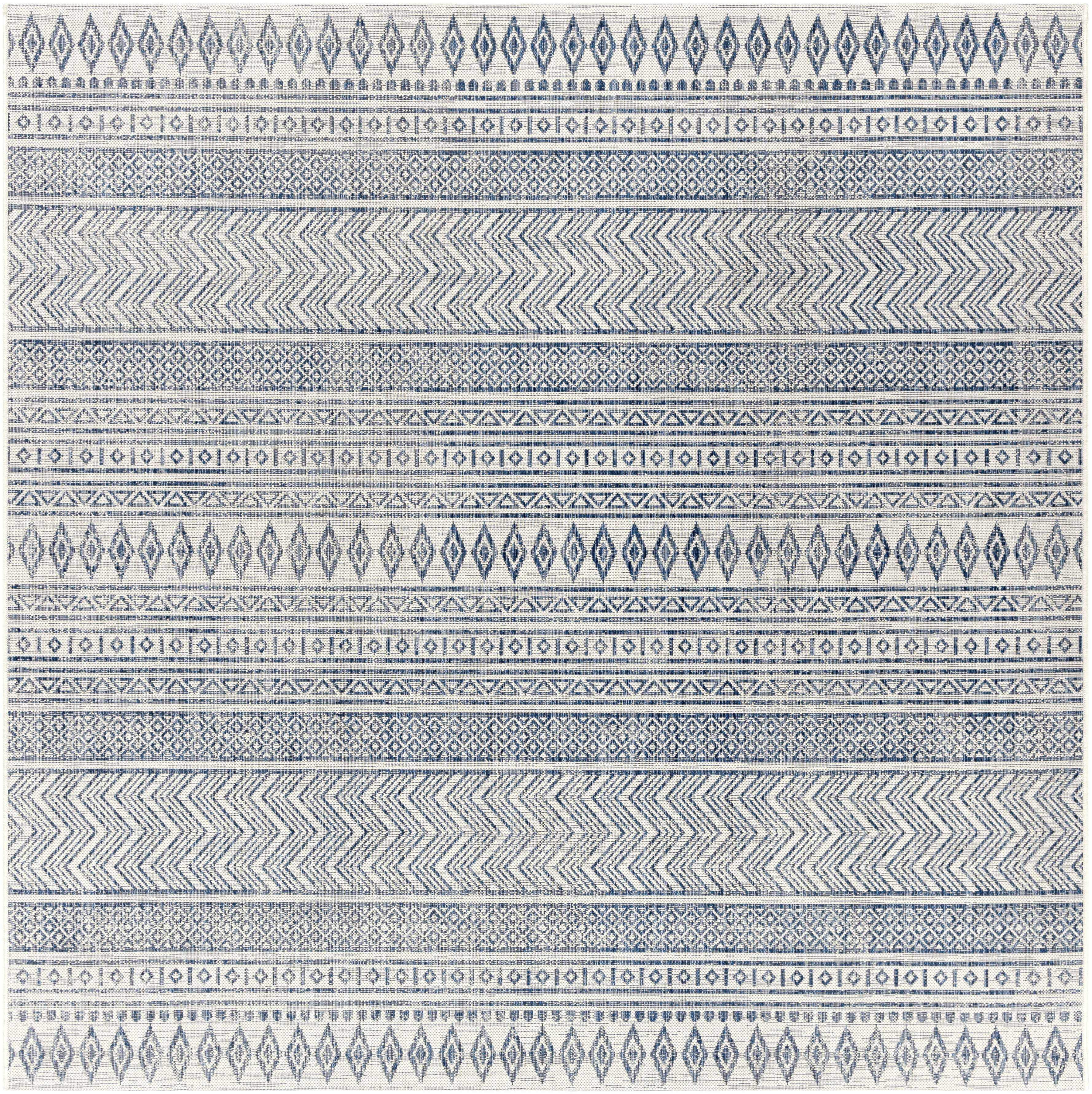Mark&Day Outdoor Rugs, 7x7 Antibes Global Indoor/Outdoor Denim Square ...