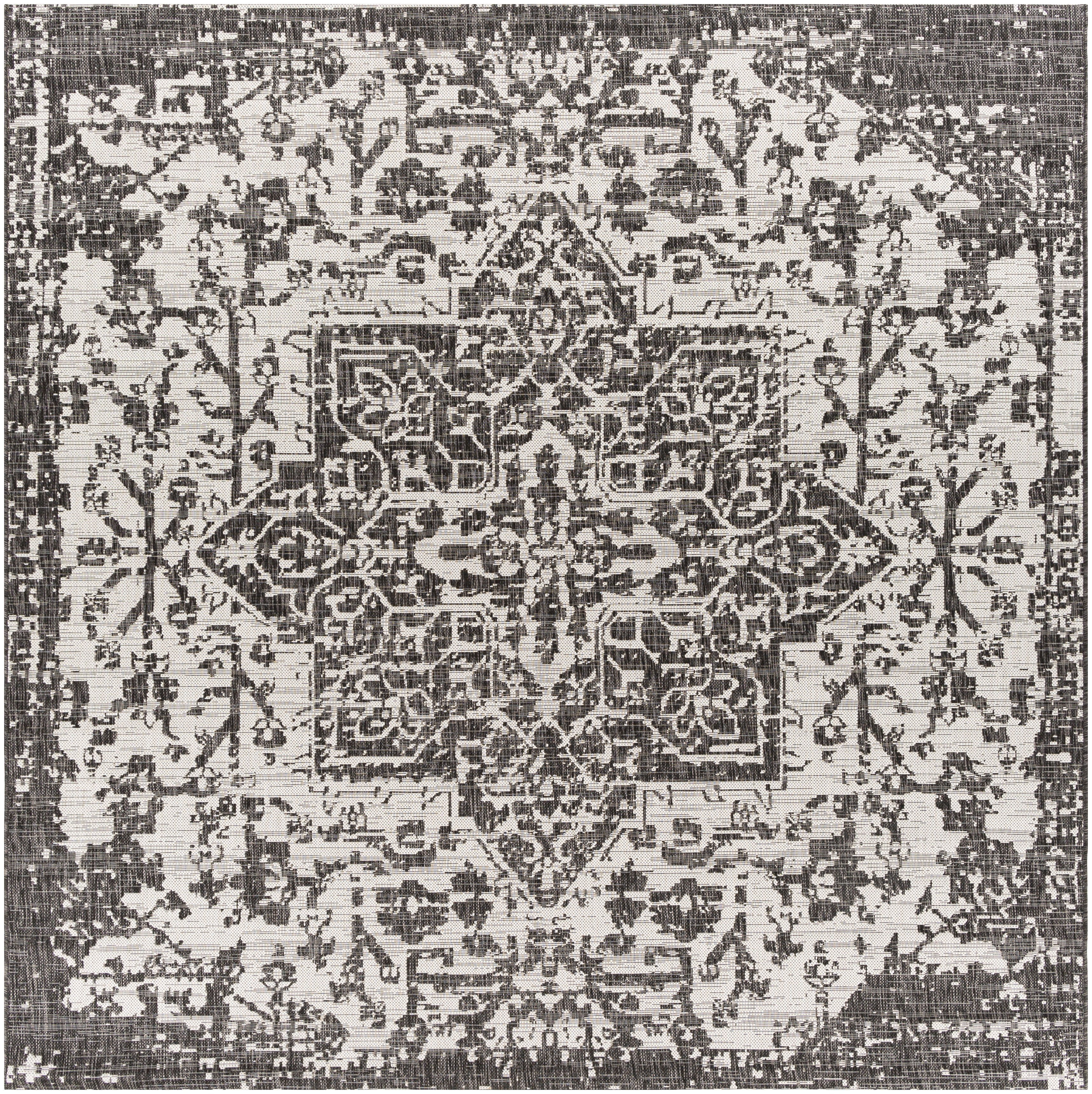 Mark&Day Outdoor Rugs, 7x7 Appelscha Traditional Indoor/Outdoor Black ...