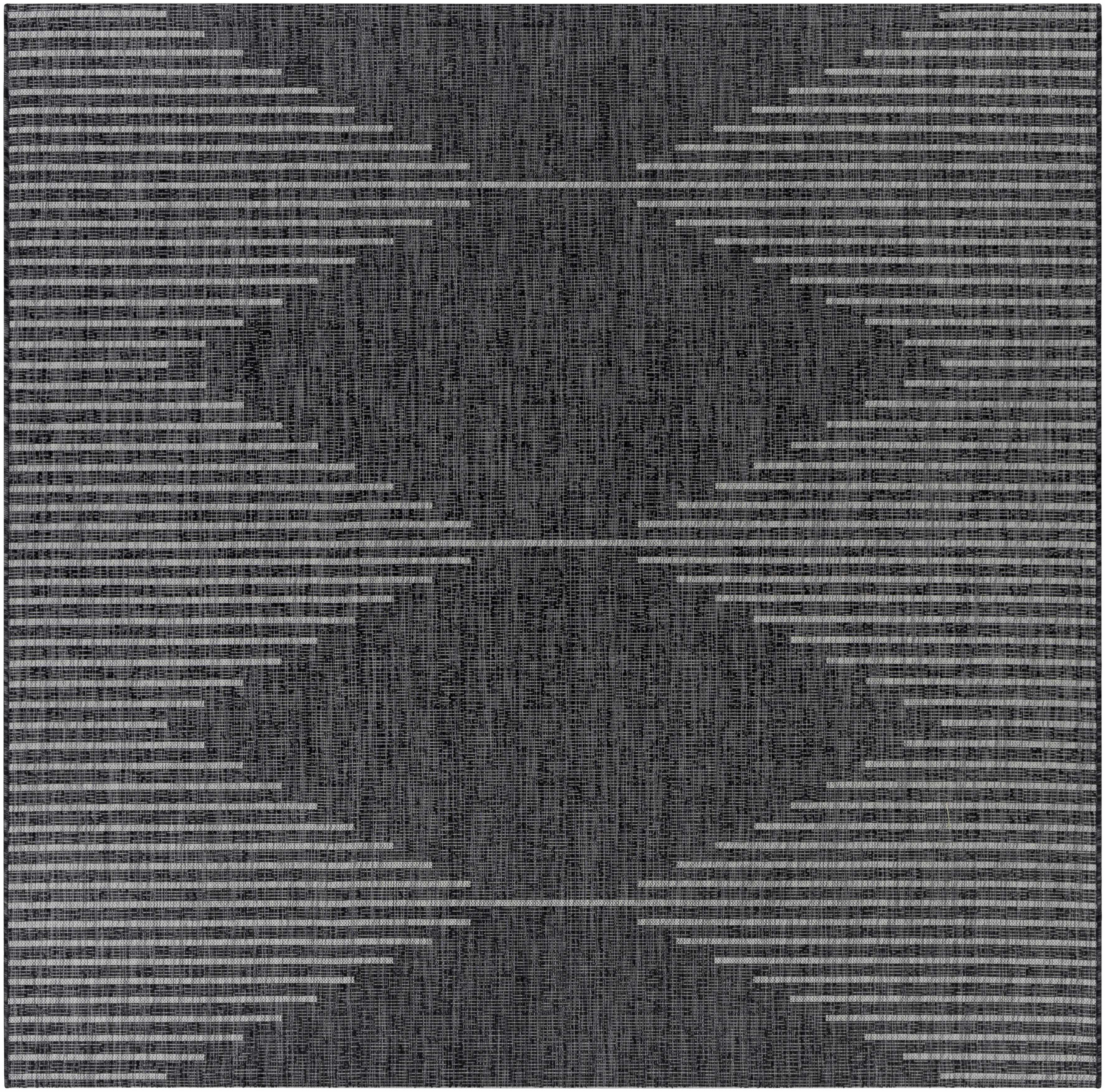 Mark&Day Outdoor Rugs, 7x7 Okswerd Global Indoor/Outdoor Charcoal ...