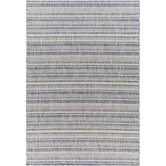 Mark&Day Outdoor Rugs, 7x7 PAU Global Indoor/Outdoor Dark Blue Square Area Rug, Non Shedding Blue Grey Cream Carpet for Patio, Porch, Deck, Bedroom, Living Room or Kitchen (6'7" Square)